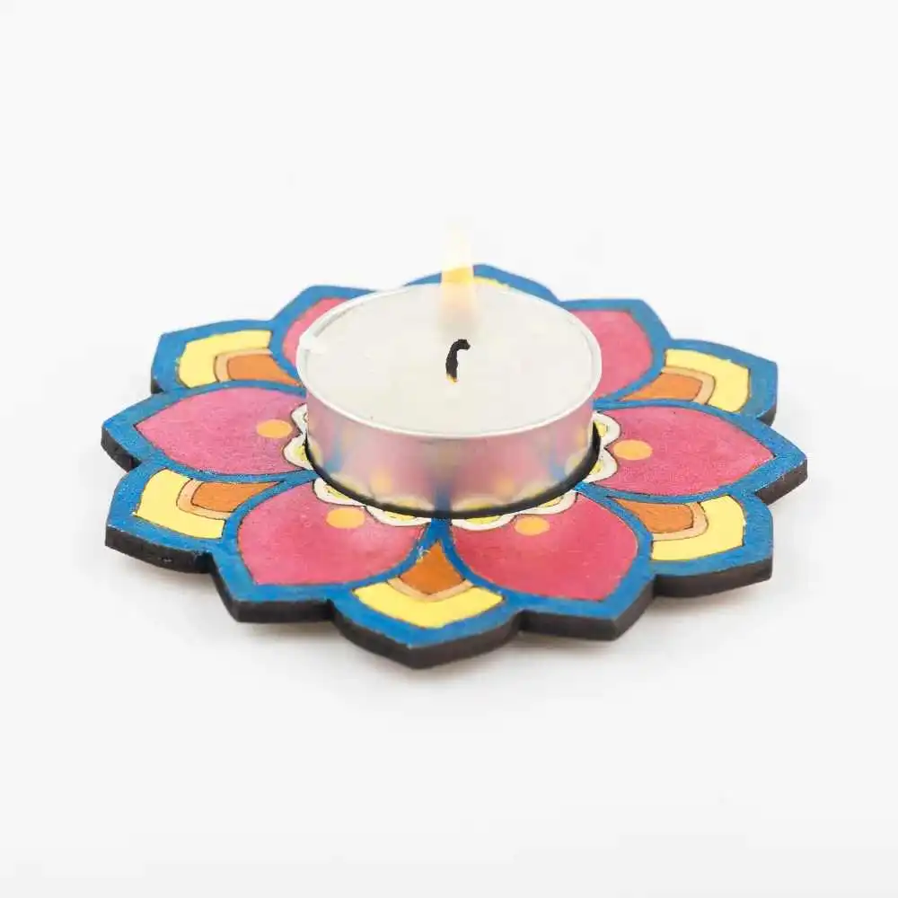 Buy MDF double patterned painted t light holder
